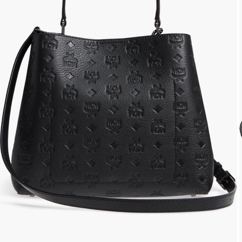 MCM Black Embossed Tote Bag